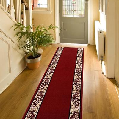 Custom Size Flower Bordered 31 Inch Wide Non-Slip Stair Runner Rug