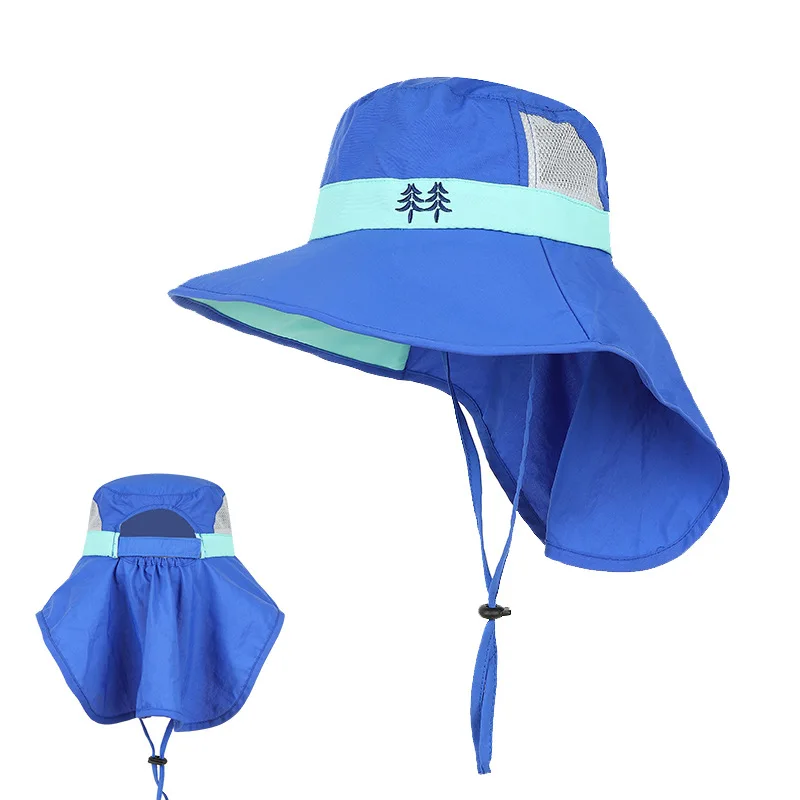 Sonnenhut mit Nackenklappe für Jungen und Mädchen, Strandkappen für Kinder, Safari-Visier, UPF 50+, 54–58 cm, Sommer, 8–15 Jahre alt Image
