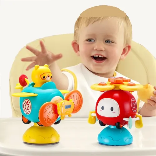 Saugnapf Spinner Hochstuhl Babys pielzeug 6 12 Monate rotierende Rassel sensorische Spielzeuge für