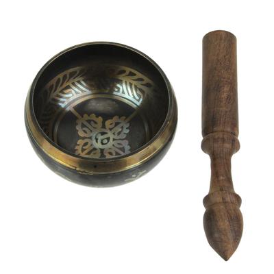 Brass Tibetan Meditation Singing Bowl With Wooden Mallet 4 Inch - 2.25 X 4 X 4 inches