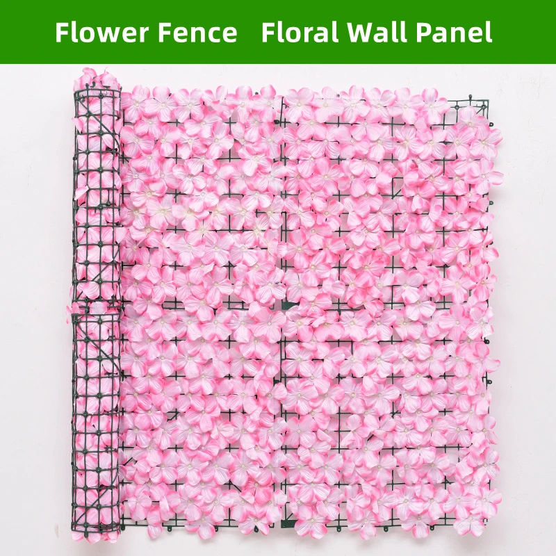 Künstliche Blumen-Wandpaneele, 2 x 0,5 m, Blumengarten-Zaun, florale Heck-Wandpaneele für Hochzeit, Hintergrund, Garten, Balkon, Dekoration Image