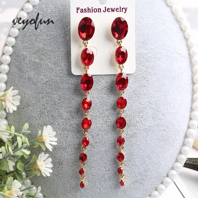 Veyofun Mode Zubehör Lange ZA Kristall Baumeln Ohrringe für Frauen Trendy Ohrringe Schmuck Geschenk