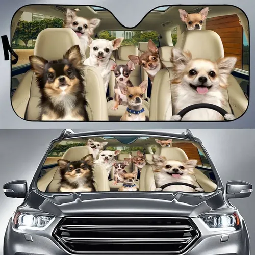 Chihuahua Auto Sonnenschutz Chihuahua Windschutzscheibe Hunde Familie Sonnenschirm Hunde Auto