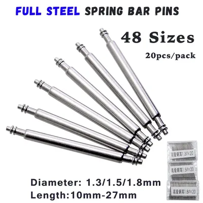 20 stücke Uhr Band Full Edelstahl Frühling Pins 10mm bis 27mm Release Spring Bars Strap Ersatz