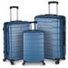 3 Piece Luggage Suitcase Hardside Spinner Luggage Sets 20"/24"/28", Dark Blue