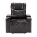 Black Leather Upholstered Power Motion Recliner with USB Charging Port