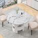 Modern Round Dining Table with Printed Marble Table Top for Dining Room, Kitchen, Living Room Coffee Table