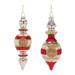 12ct Red Glass Reflector Finial Christmas Drop Ornaments 6.75"