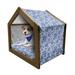 Dutch Pet House Delft Style Flowers in Doodle Style Abstract Petals Leaves Butterflies Outdoor & Indoor Portable Dog Kennel with Pillow and Cover 5 Sizes Violet Blue and White by Ambesonne