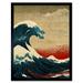 Modern Great Wave Off Kanagawa Style Seascape Art Print Framed Poster Wall Decor 12x16 inch