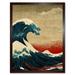 Modern Great Wave Off Kanagawa Style Seascape Art Print Framed Poster Wall Decor 12x16 inch