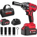 SEYVUM Impact Wrench 1/2 Impact Gun Power Impact Driver Max Torque 320 Ft-lbs (430N.m) Cordless Impact Wrench with 20V Brushless Motor 3.0Ah Li-ion Battery with Fast Charger 4 Pcs Impact Sockets