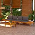 Aibecy Patio Benches with Dark Gray Cushions 2 pcs Acacia Wood