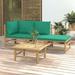 Aibecy 4 Piece Patio Set with Green Cushions Bamboo