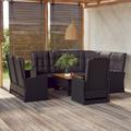 Aibecy 4 Piece Patio Set with Cushions Black Poly Rattan