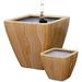 Set Of 2 Self-Watering Square Planter Pot For Indoor And Outdoor - Pine Wood Immitation