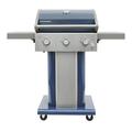 Permasteel 3-Burner Gas Grill Compact Propane Grill Outdoor BBQ Foldable Side Tables Azure Blue