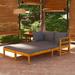 Aibecy Sun Loungers with Dark Gray Cushions 2 pcs Acacia Wood