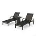 Joy Outdoor Aluminum Chaise Lounge Set with C-Shaped End Table Black