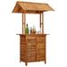 Aibecy Patio Bar Table with Rooftop 48 x41.7 x85.4 Solid Acacia Wood