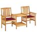 Aibecy Patio Chairs with Tea Table and Cushions Solid Acacia Wood