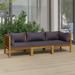 Aibecy 3-Seater Patio Sofa with Cushion Solid Acacia Wood