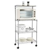 SalonMore 4-Tier Adjustable Bakers Rack Storage Rack Microwave Oven Stand Workstation with Hanging Hooks Chrome