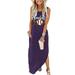 Summer Dress For Women Baseball Mom Gift Tshirt Dresses Graphic Printed Casual Maxi Dress Long Sundress Women s Casual Dress Purple XXL