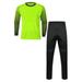 YiZYiF Boys Long Sleeves Padded Goalie Shirt Football Goalkeeper Jersey with Pants Set Soccer Uniform Fluorescent Green 7-8