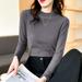 Women Turtleneck Base Layer Shirts Long Sleeve Slim Fit Thermal Underwear Tops Dark gray 2XL