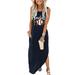 Summer Dress For Women Baseball Mom Gift Tshirt Dresses Graphic Printed Casual Maxi Dress Long Sundress Women s Casual Dress Blue M