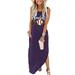 Summer Dress For Women Baseball Mom Gift Tshirt Dresses Graphic Printed Casual Maxi Dress Long Sundress Women s Casual Dress Purple S