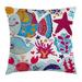 Ocean Animal Decor Throw Pillow Cushion Cover Fish Motifs with Ethnic Indian Effects and Starfish Crab Dolphin Boho Decor Decorative Square Accent Pillow Case 20 X 20 Inches Multi by Ambesonne