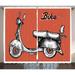 Ambesonne Retro Curtains 2 Panel Set Scooter Bicycle Sign 108 x 84 Red Black White