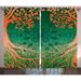 Indian Curtains 2 Panels Set Asian Mandala Form Universe Symbol Cultural Pattern Surrounded by Branches Design Window Drapes for Living Room Bedroom 108W X 90L Inches Orange Green by Ambesonne