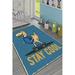 LaModaHome Area Rug Non-Slip - Blue Dinosaur Soft Machine Washable Bedroom Rugs Indoor Outdoor Bathroom Mat Kids Child Stain Resistant Living Room Kitchen Carpet 5.9 x 9.3 ft