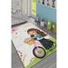 LaModaHome Area Rug Non-Slip - White Bike and Girl Soft Machine Washable Bedroom Rugs Indoor Outdoor Bathroom Mat Kids Child Stain Resistant Living Room Kitchen Carpet 5.3 x 7.6 ft