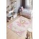 LaModaHome Area Rug Non-Slip - Cream Pink fairy girl Soft Machine Washable Bedroom Rugs Indoor Outdoor Bathroom Mat Kids Child Stain Resistant Living Room Kitchen Carpet 2.7 x 9.9 ft