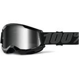 2 Motocross & Mountain Bike Goggles - MX and MTB Racing Protective Eyewear (Black - Mirror Silver Lens)