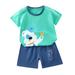 Efsteb Baby Boy Clothes Set Kids Toddler Infant Baby Boys Clothes Sets Casual Round Neck Short Sleeve T-shirt and Shorts Outfits Set Green 4-5 Years