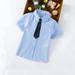 Shldybc Baby Boys Gentleman Outfit Little Boys Formal Short Set Toddler Short Sleeve Shirt with Tie for Kids Baby Boy Clothes on Clearance( 13-14 Years Blue )