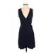 TeXTURE & THREAD Madewell Casual Dress - Wrap Plunge Sleeveless: Black Print Dresses - Women's Size 2X-Small