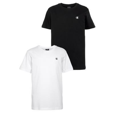 T-Shirt CHAMPION, Kinder, Gr. L (152/158), schwarz-weiß (weiß, schwarz), Jersey, Obermaterial: 100% Baumwolle, unifarben, sportlich, schmal, Rundhals, Kurzarm abgesteppt, Shirts, für Kinder Image