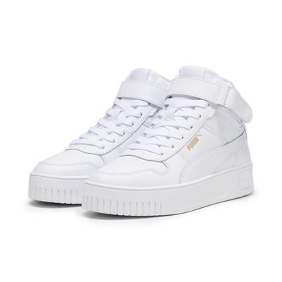 Sneaker PUMA "Carina Street Mid Sneakers Damen", Gr. 36, weiß (weiß gold), Obermaterial: Kuhleder, Synthetik; Futter: Te