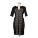 Connected Apparel Casual Dress - Sheath V Neck Short sleeves: Black Color Block Dresses - Women's Size 8 Petite