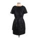 Veronica Beard Casual Dress - Party Crew Neck Short sleeves: Black Print Dresses - Women's Size 1