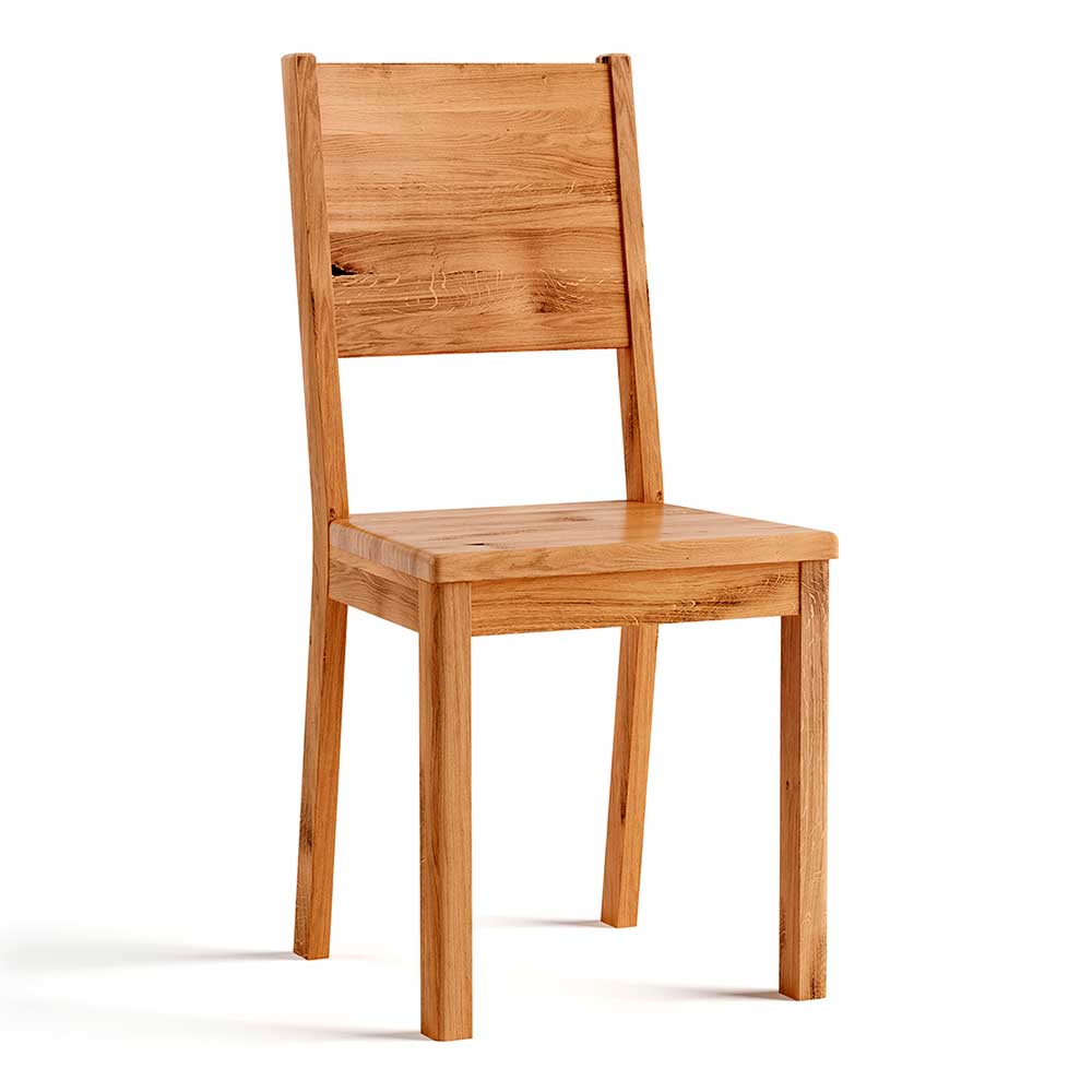 Holzstuhl massiv Wildeiche mit hoher Lehne 43 cm Sitzhöhe