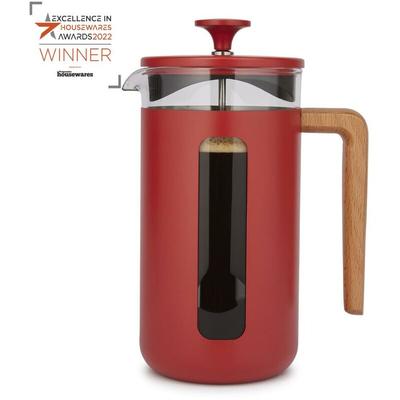 La cafetiere Pisa - Machine à café en acier inoxydable, huit tasses, rouge, coffret cadeau, acier