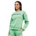 Champion Women's Powerblend Classic Script Crew Neck (Size XXL) Happy Spring Green, Polyester,Cotton