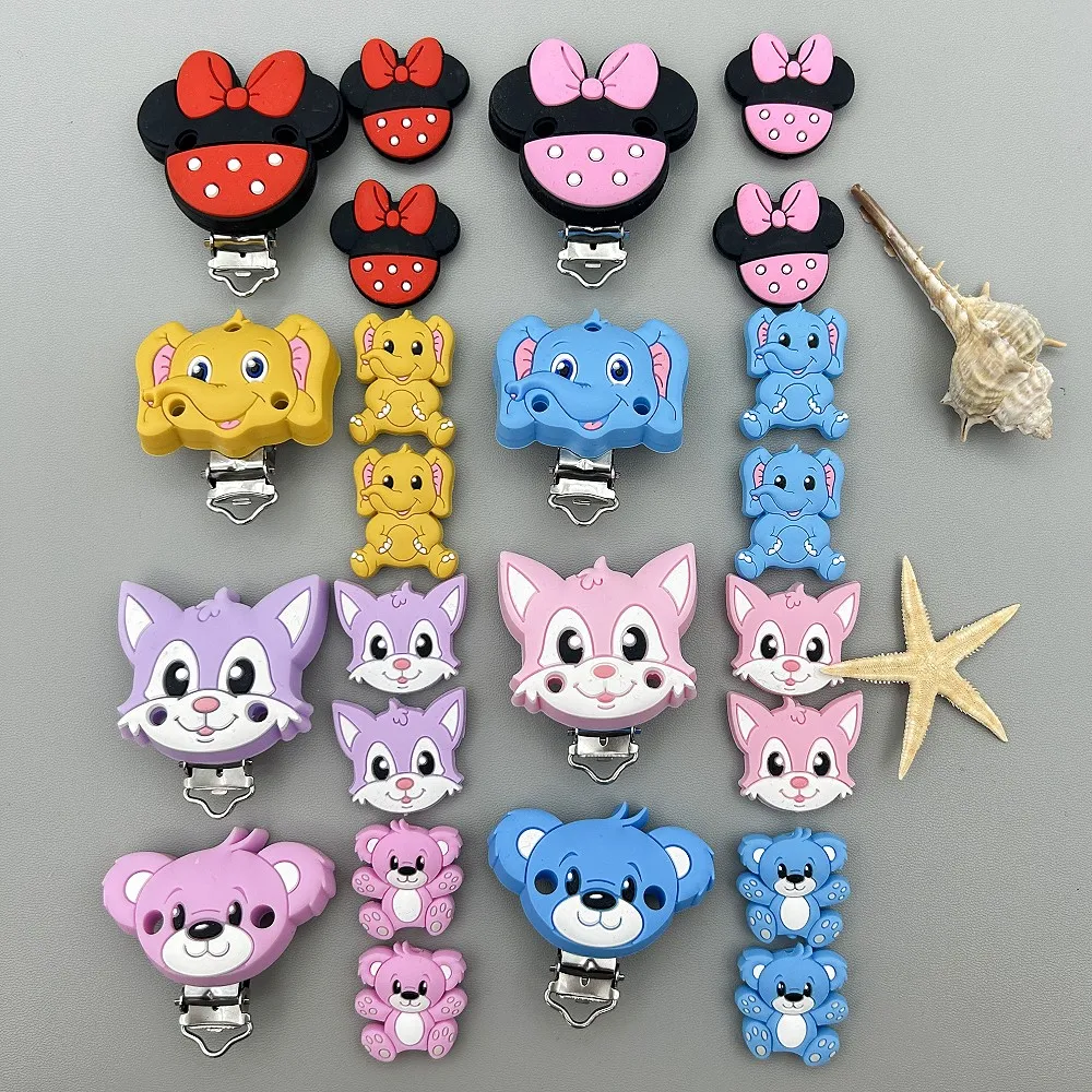3PC Clips en Silicone perles support divers pour bébé sucette porte-chaîne accessoires soins anneau de dentition bricolage mamelon sans BPA cadeaux pour bébé